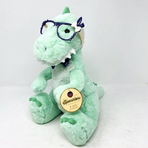 FAO Schwarz Sparkler T Rex W/ Removable Bunny Glasses 12” - Picture 2 of 11